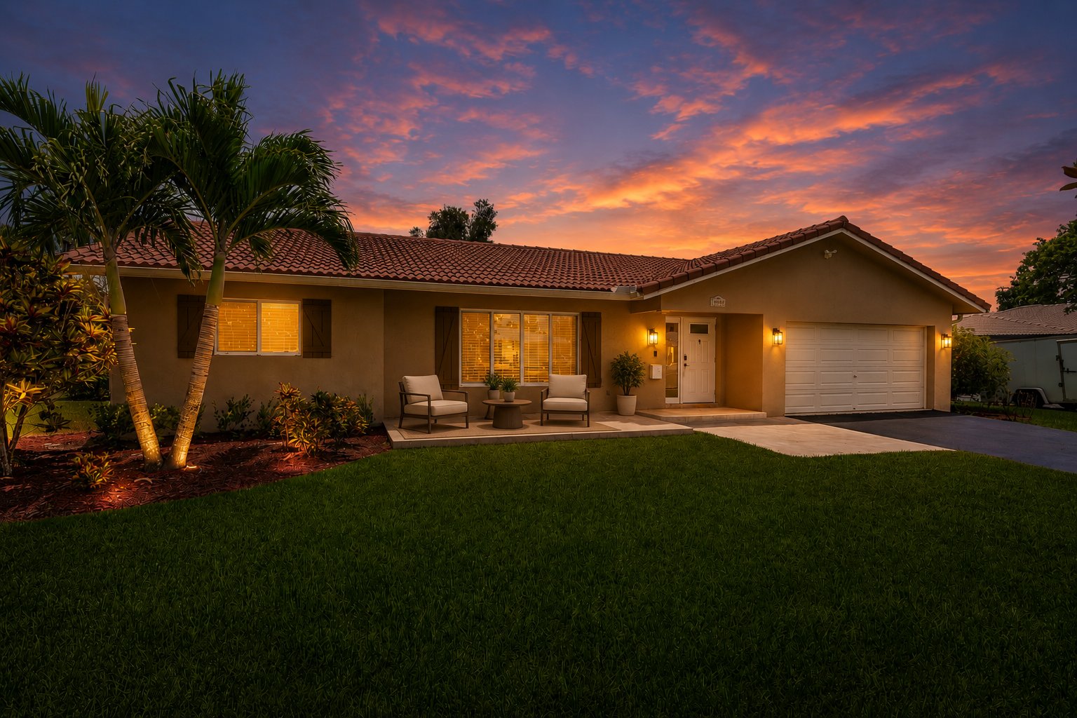 Twilight exterior view of 10380 NW 39th Manor