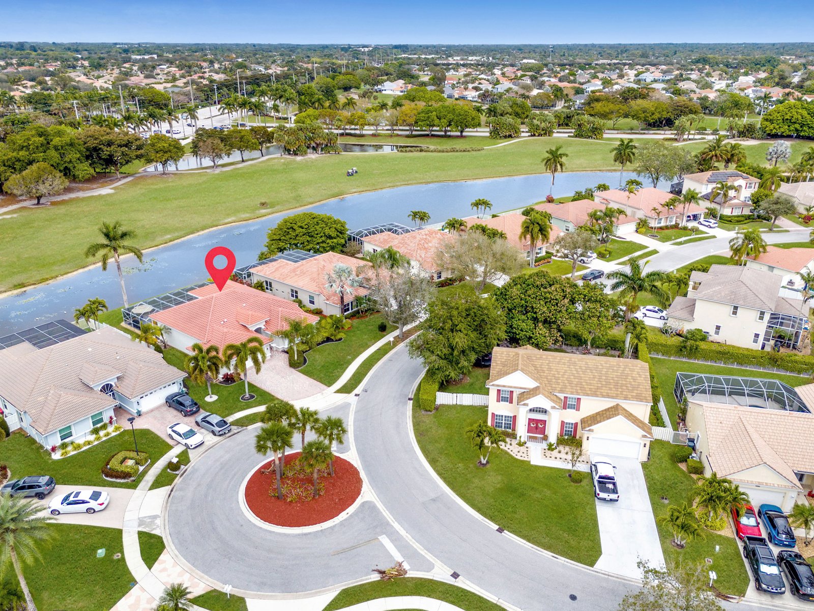 Aerial view of the screened pool and patio, additional angle