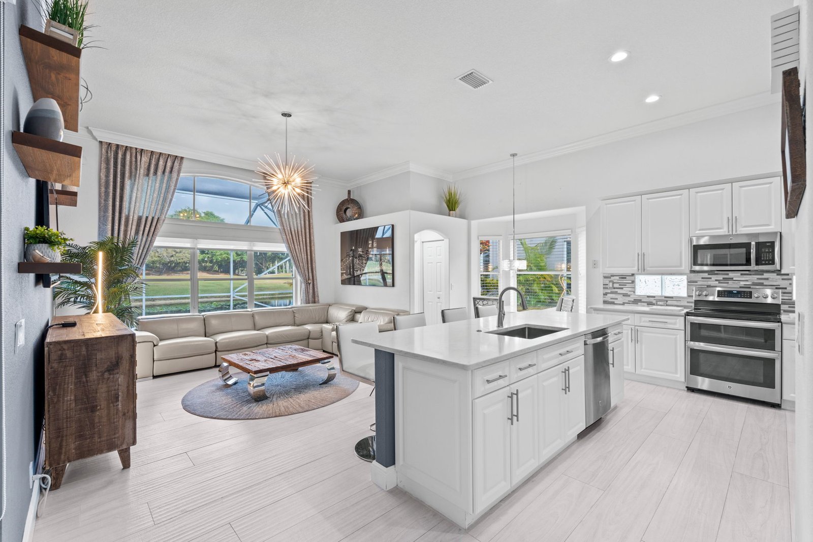 Open kitchen and living room